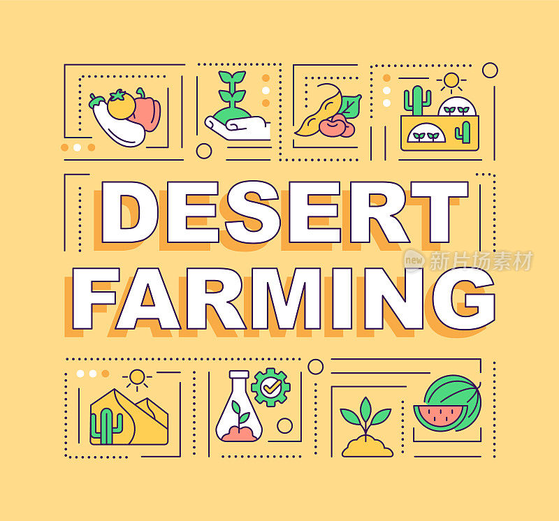 Desert farming word concepts yellow banner
